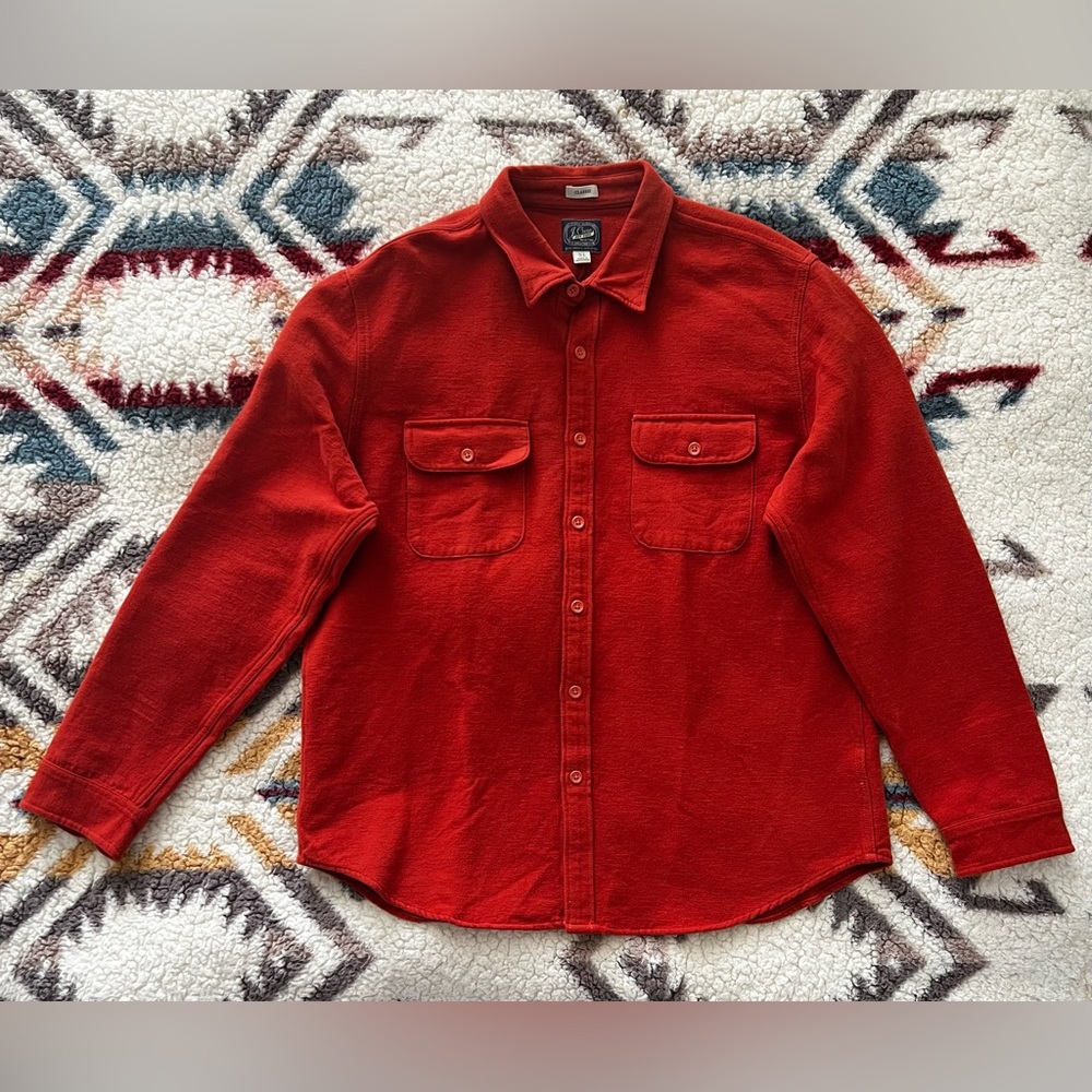 BRAND NEW! JCREW Mens Workwear Button Down Shirt Jacket Burnt Orange Size XL